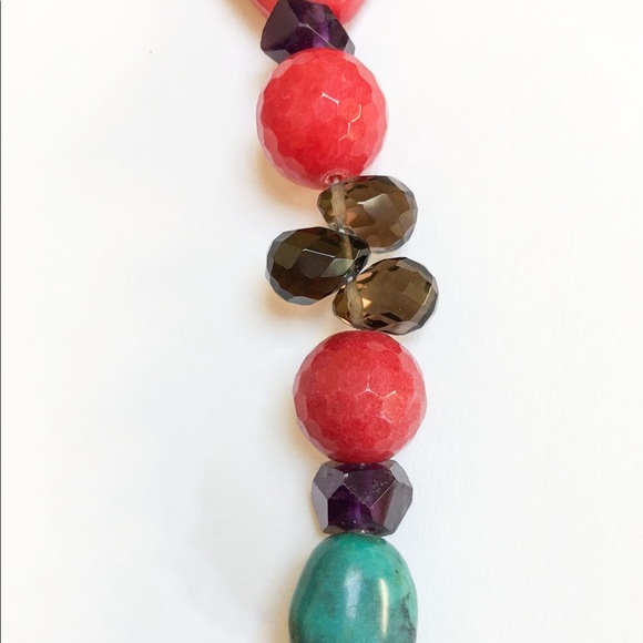 ABEL Necklace Raspberry Quartz Multi-Stone 30” Sterling Silver Lapis V.GOOD COND - Picture 2 of 6